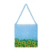Tillie Beads Women's Yellow Teal Sky Blue Sunflower Detail And More Tote Bead Bag