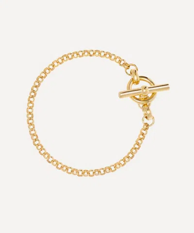 Tilly Sveaas Gold-plated Small T-bar Clasp On Belcher Chain Bracelet In Orange