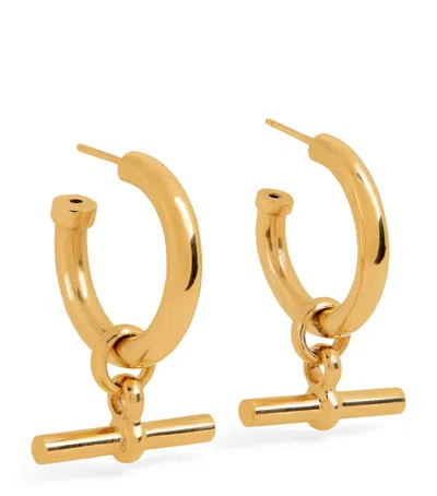 Tilly Sveaas Large Gold-plated T-bar Hoop Earrings