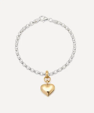 Tilly Sveaas Mixed Metal Small Heart On Belcher Chain Bracelet In Metallic