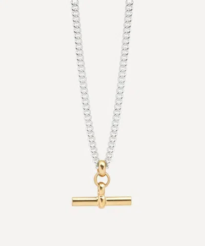 Tilly Sveaas Mixed Metal T-bar Curb Link Chain Necklace In Neutral