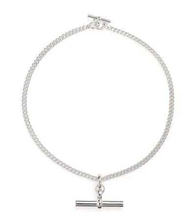 Tilly Sveaas Sterling Silver Giant T-bar Curb-link Chain Necklace In White