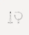 Tilly Sveaas Sterling Silver Medium T-bar Drop Hoop Earrings In Metallic