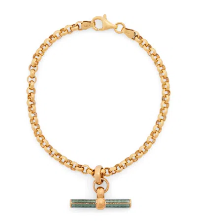 Tilly Sveaas Yellow Gold-plated And Enamel T-bar Bracelet