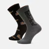 Timberland 2-pack  All Over Print Crew Sock In Black