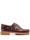 Timberland Brown Loafers With Embossed Logo On The Side And Low Block Heel In Leather Man In Orange
