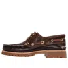 Timberland Brown Loafers With Embossed Logo On The Side And Low Block Heel In Leather Man In Orange