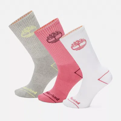 Timberland 3-pack Bowden Crew Sock With Tree Logo In Multi