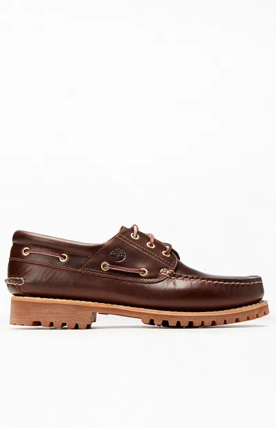 Timberland Authentic 3-eye Lug Handsewn Boat Shoe In Burgundy