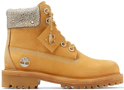 Pre-owned Timberland 6" Boot Jimmy Choo Premium Swarovski (women's) Sneakers In Wheat/crystal