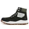 Timberland 6 Inch Brooklyn Side Zip Wide Fit Boots 'black Nubuck With Green Padded Collar'