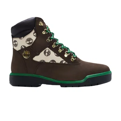 Pre-owned Timberland 6 Inch Field Boot 'allover Logo - Dark Brown' Snipes Exclusive