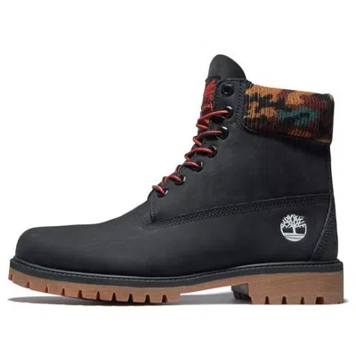 Timberland 6 Inch Premium Boot 'black Nubuck With Camouflage Collar'