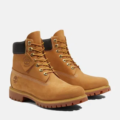 Pre-owned Timberland 6 Inch Premium Tb10061 Boots Men's Wheat Nubuck Lace-up Waterproof In Beige