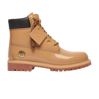 Pre-owned Timberland 6 Inch Premium Waterproof Boot Patent Big Kid 'wheat' | Tan | Kid's Size 5.5 In Brown