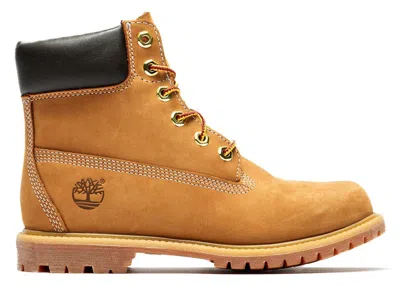 Pre-owned Timberland 6" Lace Up Premium Waterproof Boot (women's) Sneakers In Wheat In Sand