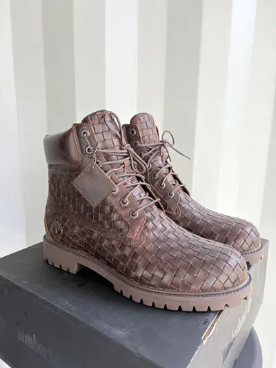 Pre-owned Timberland 6” Premium Boot Woven Dark Brown