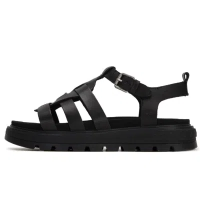 Timberland Logo-debossed Leather Sandals In Black