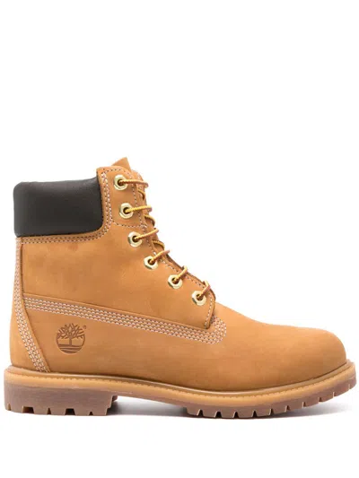 Timberland Womens Wheat Nubuck Premium 6-inch Leather Ankle Boots Eur 37 / 4 Uk In Brown