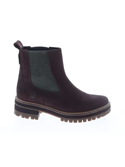 Pre-owned Timberland Ankle Boots In Burgundy