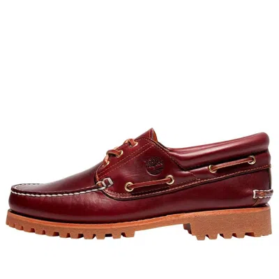 Timberland Authentic Brown Loafers With Embossed Logo On The Side In Leather Man