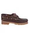 Timberland Brown Loafers With Embossed Logo On The Side And Low Block Heel In Leather Man In Orange