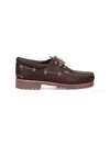 Timberland Brown Loafers With Embossed Logo On The Side And Low Block Heel In Leather Man In Orange