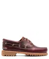 Timberland Brown Loafers With Embossed Logo On The Side And Low Block Heel In Leather Man In Orange
