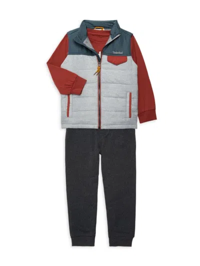 Timberland Baby Boy's 3-piece Vest, Tee & Joggers Set In Red