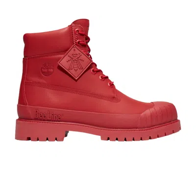 Pre-owned Timberland Bee Line X 6 Inch Rubber-toe Waterproof Boot 'medium Red'