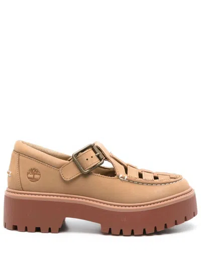 Timberland Beige Calf Leather Mocassins In Sand