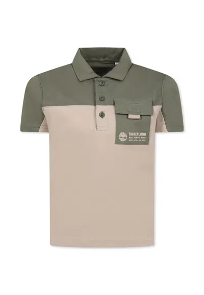 Timberland Kids' Beige Polo Shirt For Boy With Logo