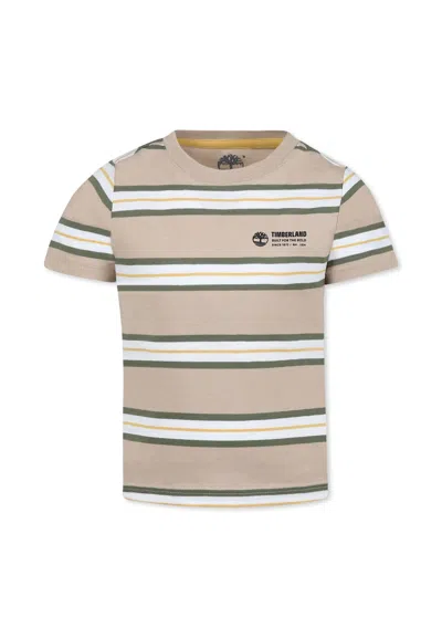 Timberland Kids' Beige T-shirt For Boy With Logo