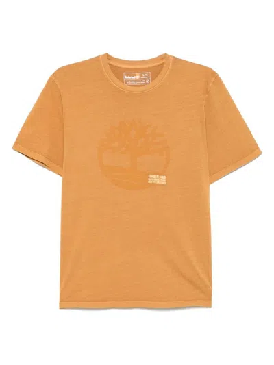 Timberland Beige T-shirt In Cotton With Logo Print