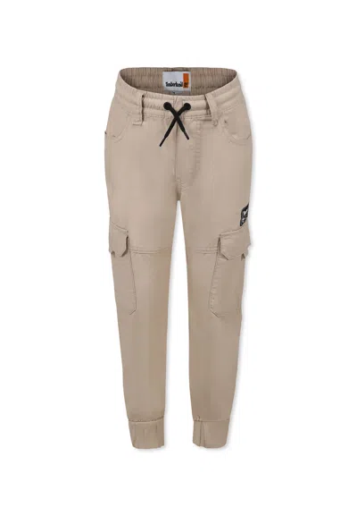 Timberland Kids' Beige Trousers For Boy With Logo