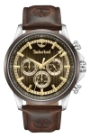 Timberland Bernardston Multifunction Chronograph Leather Strap Watch, 45mm In Dark Brown