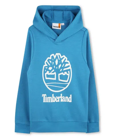 Timberland Kids' Big Boys Logo French Terry Hoodie In Blue Enamel