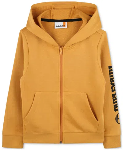 Timberland Kids' Big Boys Logo French Terry Zip-up Hoodie In