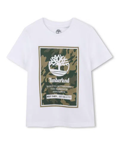 Timberland Kids' Big Boys Short Sleeve T-shirt In White Green