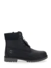 Timberland Black Ankle Boots With Logo Detail On The Side And Low Block Heel In Leather Man In Black