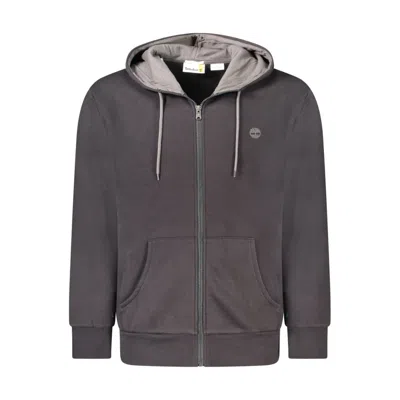 Timberland Black Cotton Men Sweater With Hood And Zip In Gray