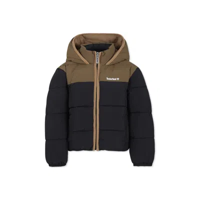 Timberland Kids' Black Down Jacket For Boy With Logo