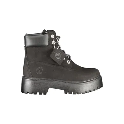 Timberland Black Leather Women Boot In Green