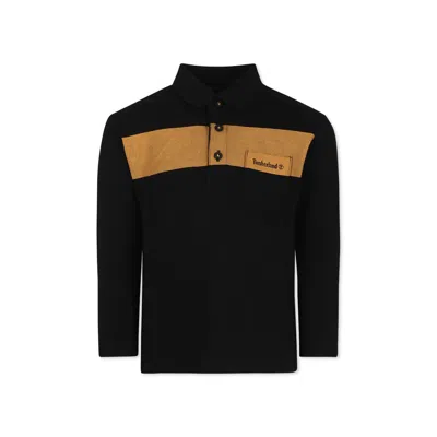 Timberland Kids' Black Polo Shirt For Boy With Logo
