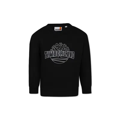 Timberland Kids' Black Sweatshirt For Boy With Logo