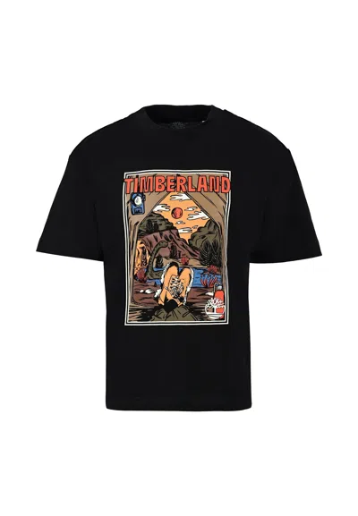 Timberland Kids' Black T-shirt For Boy With Landscape Print