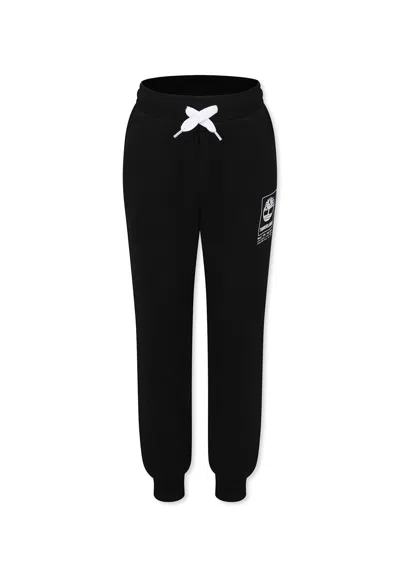 Timberland Kids' Black Trousers For Boy With Logo