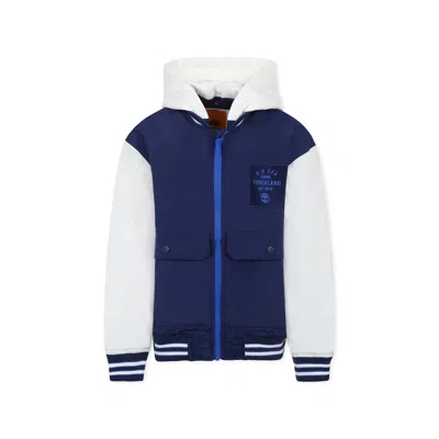 Timberland Kids' Blue Bomber Jacket For Boy With Logo