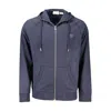 Timberland Blue Cotton Men Sweater With Central Pockets And Zip In Blue