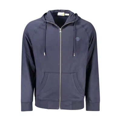 Timberland Blue Cotton Men Sweater With Central Pockets And Zip